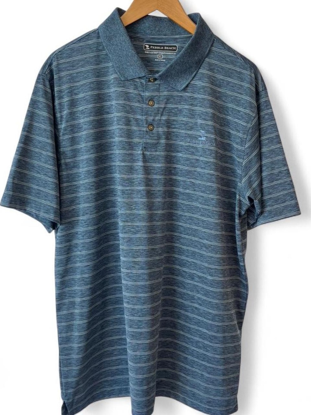 Pebble Beach Blue Heathered Stripe Polo Size XL